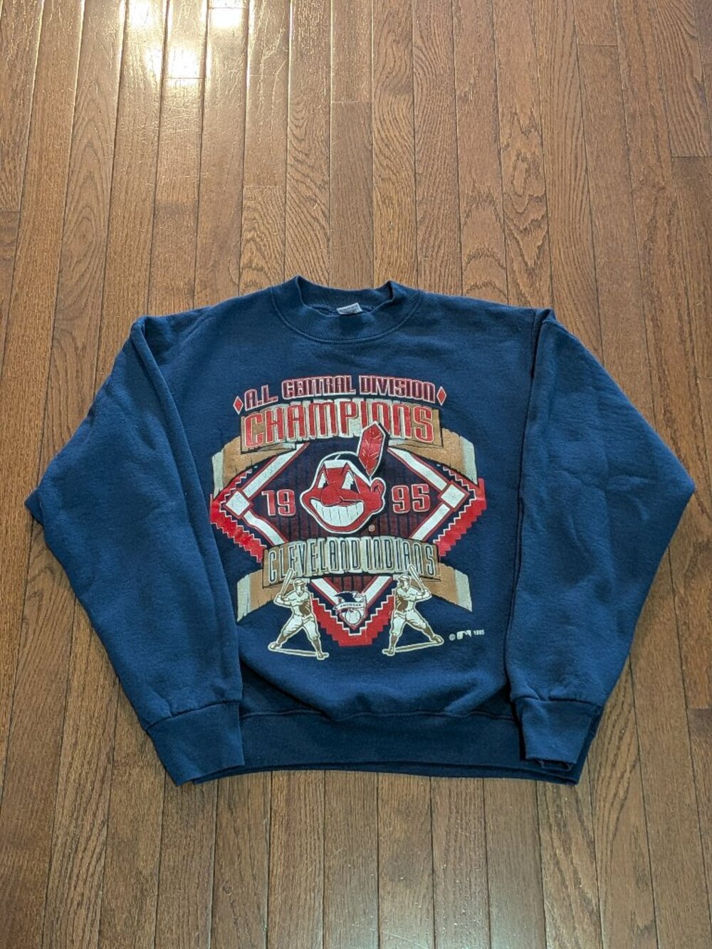 1995 Cleveland Indians AL Central Champions FOTL Crewneck Made in USA - Size L